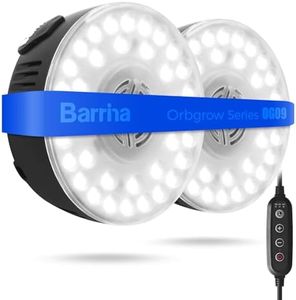 Barrina Orbgrow OG09 Puck Grow Light, 5000K 18W(2 x 9W, 270 Watt Equiv), Full Spectrum Plant Light for Indoor Plants, Magnetic & Linkable with Timer, 5 Levels Dimmable for Plant Shelf, 2 Packs, Black