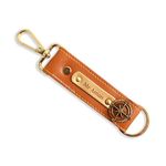 Innovative Gifts Personalized Vegan Leather Keychain for Men, Women & Kids | Customizable Keychain with Charm and Name Tag | Durable Unisex Present with Metal Ring [Pack of 1] (Tan)