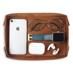 GadgetBite Valet Vegan Leather Tray | Desk Tray Organiser | Mobile Organiser | Organiser for Office, Home, Living Room | Button Opening | Water Resistent-Tan