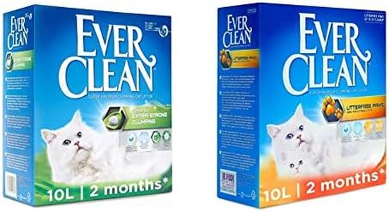 Ever Clean Extra Strong Clumping Cat Litter, 10 Litre, Scented & Litterfree Paws Cat Litter, 10 Litre, Scented