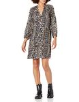 The Drop Women's @caralynmirand Ruffle-Neck Tiered Mini Dress, Leopard Print, M