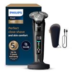 Philips World's No.1 Electric Shaver | SkinIQ Tech with Power Adapt Sensor | Perfect Close Shave 0.00 mm | Lift & Cut Tech | 360° Precision Flexing Head | 50% Smoother Gliding on Skin | App Connected | Wet & Dry | 5 Yr Warranty | X9000/10