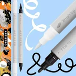 ARTISTRO 2 Black&White Acrylic Paint Pens, Acrylic Paint Markers Dual Tip (Brush + Fine 1 mm), Acrylic Markers for Fabric, Canvas, Rock, Glass, Wood, Paper, DYI, Paint Markers for Kids and Adults