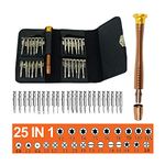 25 Set Mini Screwdriver Set Kit Bits Multi Small Precision Hex Torx Star Repair Tool Leather Case for Mobile Phone, PC Laptop, Watch, Computers, Electronic Workshops,Glasses