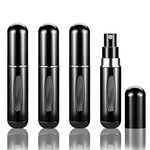 Fivexing 4Pcs Refillable Perfume Atomizer Bottles，Portable Mini Separate Perfume Bottle，Travel and Outings Spray Boxes Dispensers 5ml/0.2oz(Black)