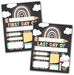 First Day of School Sign – 10 Double-Sided First & Last Day Boards, 8x10 Back to School Sign Photo Prop for Kids, First Day of School Board for Preschool, Kindergarten, and Grade School - Boho Theme