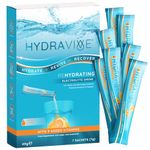 Hydravive® Rehydration Electrolytes Powder - High Strength Vitamin C and All 8 B Vitamins: B1, B3, B5, B12 Supplement Sachet Drink - Effervescent Electrolyte Hydration Tablets - 7 Pack Orange