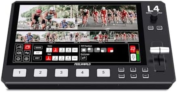 FEELWORLD L4 10.1 Inch Touch Screen Video Switcher 10.1 inch Touchscreen, Real-time Preview 5 Input Sources PST PGM and Operation Interface