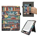kwmobile Case Compatible with Amazon Kindle Paperwhite (2024)/Colorsoft - Case PU Leather Cover with Magnet Closure, Stand, Strap, Card Slot - Library Motto Multicolor