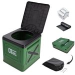Foldable Portable Toilet for Camping & Travel – Heavy Duty 150kg Capacity, PP-ABS Collapsible Toilets Stool with Storage Bag, Waste Bags & Solidifier – Emergency Toilet for Car, RV, Fishing, Outdoor