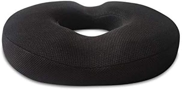 The White Willow Memory Foam Coccyx Orthopedic Seat Cushion for Relief from Lower Back, Sciatica, Tailbone, Lumbar Pain Donut (17" L x 14" W x 2.5" H) Black