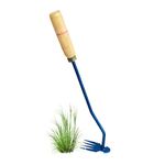 jappy Agro Weed Removal Tool, 2024 New Garden Weeding Tools Manganese Steel Hand Weeder Tool with Handle, 4 Teethes Dual Purpose Manual Weeders Tool Weed Pulling Tool for Garden (Blue) (Small Size)