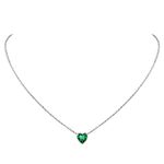 Suplight Stelring Silver May Birthstone Necklace Small Emeral Green Simple Heart Necklace for Women Girls