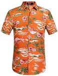SSLR Mens Hawaiian Shirt Flamingos 