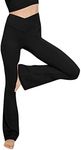 Esobo Women's Bootleg Yoga Pants Crossover High Waisted Wide Leg Workout Flare Pants Bootcut Work Pants Dress Pants, Black, Small