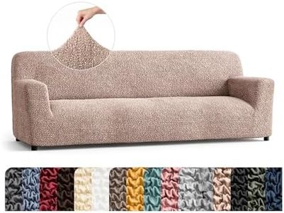 PAULATO BY GA.I.CO. Sofa Slipcover - Stretch Couch Cover - Stylish Cushion Sofa Cover - Soft Fabric Slip Cover - 1-Piece Form Fit Washable Protector for Pet - Microfibra Collection - Tapioca