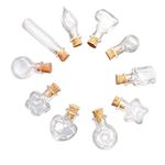 10 Pieces Mini Glass Bottle Cute Jars Vials with cork Wish Bottle glass vial pendant (mixed shape)