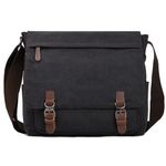 Canvas Messenger Bag for Men Women,Travel Satchel Shoulder bag 15.6 Inch Laptop Bags Business (Black)