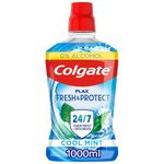 Colgate Plax Cool Mint Mouthwash 1L | fresh breath mouthwash | instant long-lasting freshness | no burn experience | 24/7 plaque protection when used twice daily | clinically tested by dentists