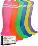 Pembrook Light Compression Socks for Women - 6 Pairs | 8-15 mmHg Cotton Compression Socks Women | Circulation Support