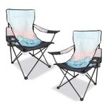 2 Pack Folding Camping Chair,Portable Lawn Chair w/Cup Holder,Carry Bag,Heavy Duty Outdoor Camp Chair for Adults,Perfect for Garden,Hiking,Picnics and Beach Trips,White Snowy Mountain