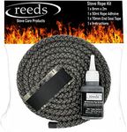 Reeds Black Stove Rope Kit 8mm with Large 50ml Reeds Adhesive - Flues Glass Door Seals Wood Burning Replacement Made in The UK (8mm Kit)