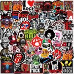 100 Pcs Band Stickers, Rock and Roll Music Stickers, Rock Punk Stickers for Adults Teens, Vinyl Waterproof Cool Stickers Packs for Laptop, Electronic Organ, Guitar, Helmet, Skateboard Graffiti Decals