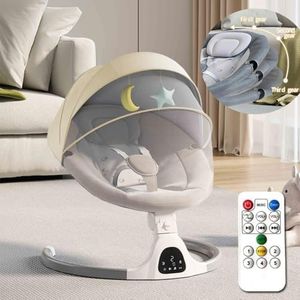 Adjustable Height Baby Swings for Infants to Toddler-Electric Bluetooth Infant Swing with Remote Control, Rocker with 5 Speeds, 5-Point Harness,3 Seat Positions,12 Preset Lullabies (Beige)