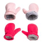 RAOEXI Toddler Infant Winter Mittens Lined with Fleece Easy-on Baby Boy Girls Warm Thick Gloves Outdoor (B-Pink&Red, M (1-2 Years))