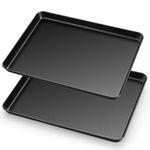 HaWare Baking Tray, Large Nonstick Oven Tray Set of 2, 40 X 30 X 2.5 cm, Carbon Steel Cookie Sheet Pan for Baking/Cooking/Serving, Heavy-Duty & Non Toxic, Rust Resistant & Easy Clean - Black