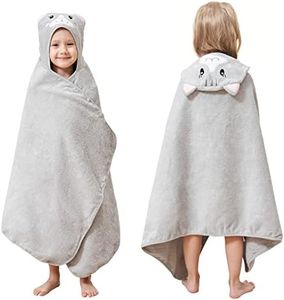 Style Quarters Kids Hooded Bath Towel-Cartoon Cat Kids Beach Towels,Baby Towel, 100% Cotton Terry Toddler Hooded Bath Towel, Embroidery Kids Hooded Bath Towel with 24"x50"(Grey)