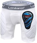 Londkaron Youth Boys Padded Sliding Shorts with Soft Protective Cup for Baseball & Football, White Grey, Medium