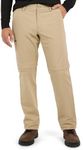 Weatherproof Vintage Mens Convertible Pants - Hiking Pants for Mens with Zip-Off to Short | Mens Utility Hiking Travel Pants, Forest Khaki