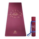 WiseLife Printed 6MM Yoga Mat + Yoga Strap For Men, Women, Kids | Anti-Slip Extra thick, long & Wide Exercise Sports Mat for Workout, Fitness, Yoga, Gym, Home & Pilates (Wine Surya Namaskar)