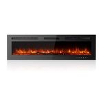 M.C.Haus Ultra-Thin Electric Fireplace Low Noise, 12 Variable & Breath Colors Flame, Recessed Wall Mounted Free Standing, Touch Screen & Remote Control, Crystal & Log Set(153cm/60inch)