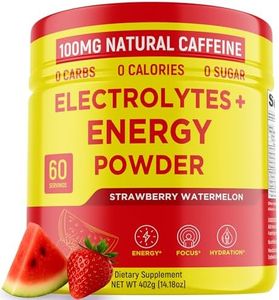 Keto Vitals Energy Powder + Electrolytes with 100mg Natural Caffeine, L Theanine & Organic Lion's Mane Extract - 60 Servings Energy Drink Powder for Workouts - Sugar Free Electrolytes