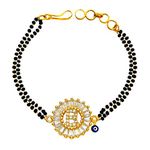 ZIVOM® Evil Eye Customised Alphabet Initial Letter B Baguette Cubic Zirconia 22K Gold Hand Mangalsutra Bracelet for Women