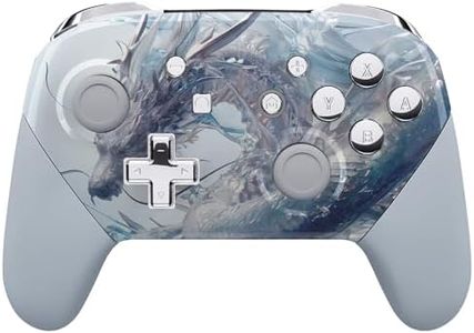 eXtremeRate Faceplate Backplate Handles for Nintendo Switch Pro Controller, The Crystal Dragon Replacement Hand Grip Housing Shell Buttons for Nintendo Switch Pro Controller - Controller Without