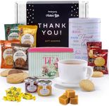 Hattie's Gifts Thank You Hamper - 10 Piece Thank You Gifts for Women, Men, Teacher, Colleagues - English Tea and Biscuits Gift Set with Luxury Scottish Fudge & Mini Jams Christmas Food Hamper