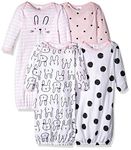 Gerber Unisex Baby Boy and Girls 4-Pack Sleeper Gown, Pink Bunny, Preemie