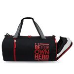 SFANE Polyester Duffle Gym Bag/Shoulder Bag for Men & Women with Separate Shoe Compartment (Red & Black)