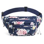 CXWMZY Waist Pack Bag Fanny Pack for Men&Women Hip Bum Bag with Large Capacity Waterproof Adjustable Strap Suitable for Outdoors Workout Traveling Casual Running Hiking Cycling Dog Walking Fishing (Blue Flower)