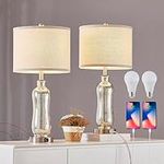 Vintage Glass Table Lamps Set of 2 