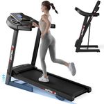 Folding Treadmill for Home, Motorized Jogging Running Machine, Build in Bluetooth dual Speaker Multi-functional Display & Heart-rate Sensor, 95% pre-assembled