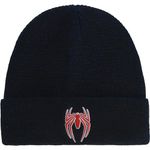 Marvel Spider-Man Beanie Hat, Game Logo Winter Knit Cap with Cuff, Blue, One Size, Blue, One Size