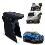 Carigiri Premium Finish Car Armrest with Storage Box And High Density Moulded Foam For Tata Punch/Punch Ev Pure, Pure Plus(Black With White Double Stitching,Nappa Leatherette)