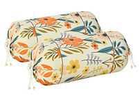 Kuber Industries Floral Print Soft & Luxurious Decorative Cotton Bolster Cover- Set of 2, 16"x32" (Cream)