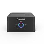 WAVLINK USB 3.0 Dual Bay SATA External Hard Drive Docking Station for 2.5 Inch and 3.5 Inch HDD/SSD Support Offline Clone/Backup Functions - Black, Dual Bag