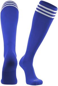TCK Elite Finale 3 Stripe Soccer Socks (Royal/White, Medium)