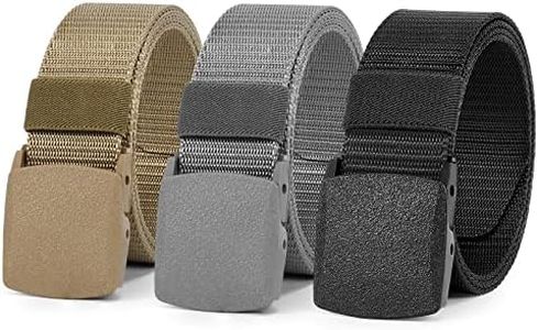 WERFORU Nylon Belt for Men 3 Pack Military Tactical Belt Canvas Outdoor Web Belt with Plastic Buckle